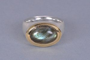  Ring 925 Silber 750 Gold Labradorit "